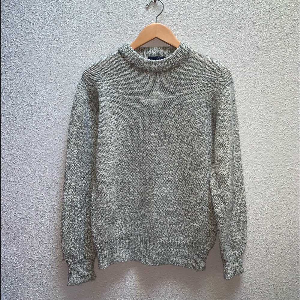 Vintage Laurentien Wool blend crew neck neutral tan grandpa knit Sweater Sz L